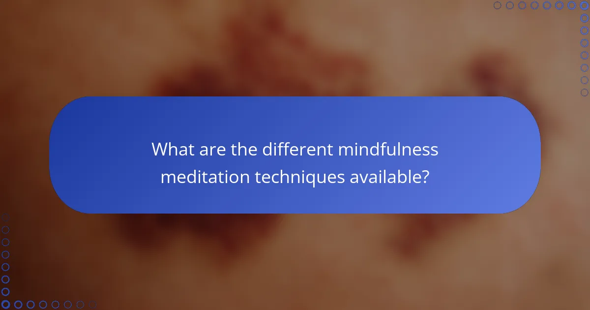 What are the different mindfulness meditation techniques available?